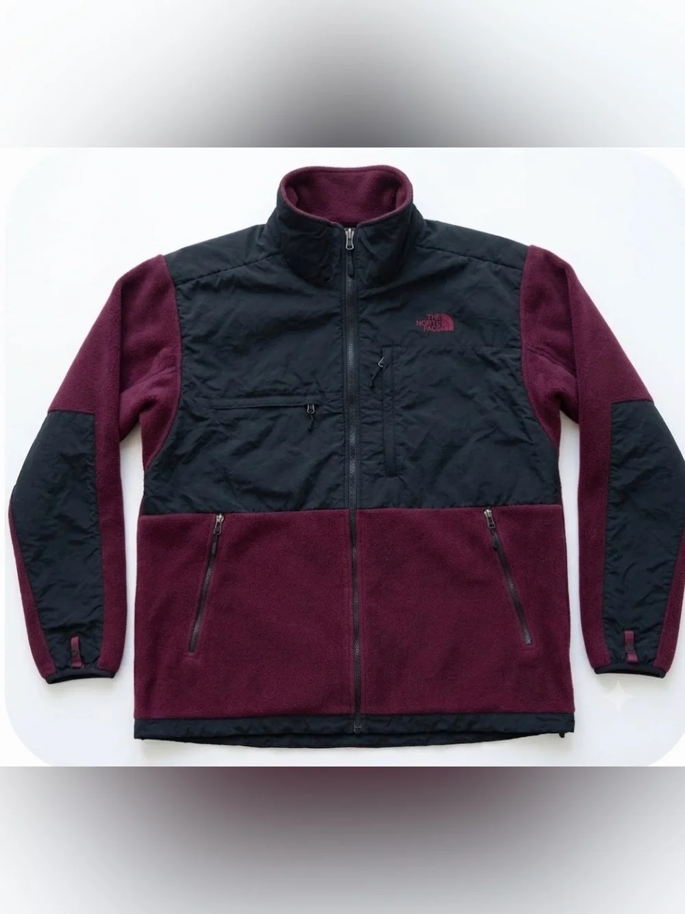 The North Face Men's Burgundy and Black Lightweight Fleece Jacket size XL